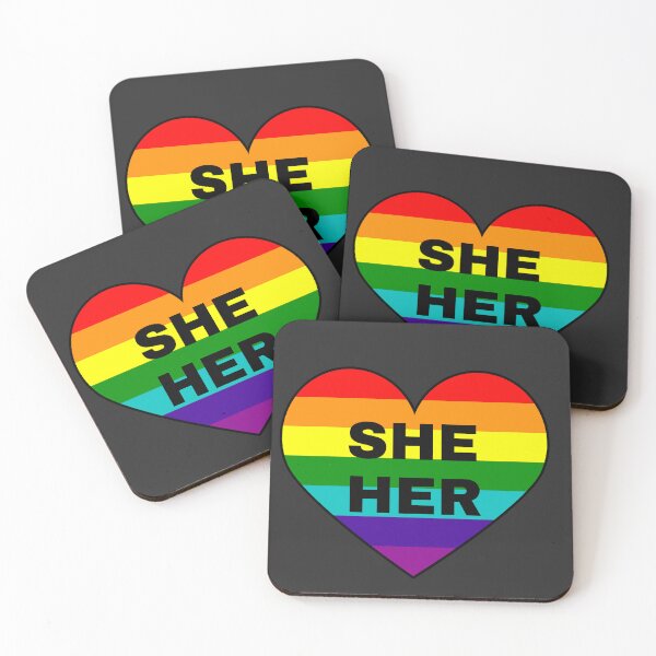 Item preview, She/Her Pronouns Heart - Rainbow Pride - Novelty designed and sold by CC's Designs.