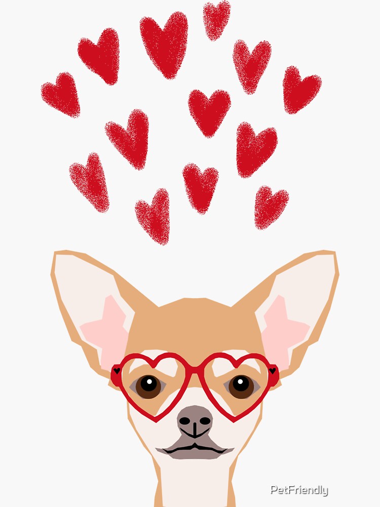 Chihuahua heart glasses dog breed valentines day cute gifts for