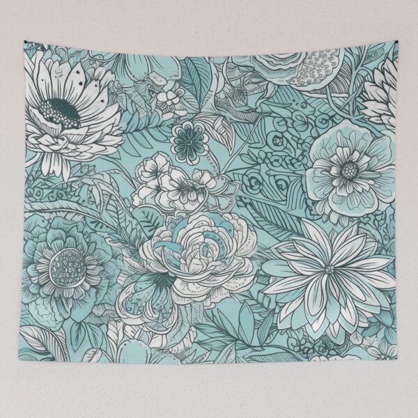 Item preview, Blue Floral designed and sold by HandCraftedArt.