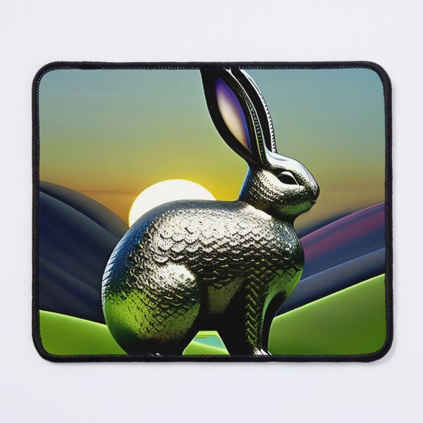Item preview, Surreal Celtic Iron Bunny Rabbit in the countryside at Sunset designed and sold by DreamyEscapism.