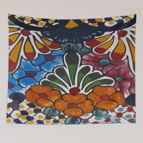 Item preview, Azulejo tile maximalist mexican flowers talavera pottery vibrant bouquet interior decoration designed and sold by T-Mex.