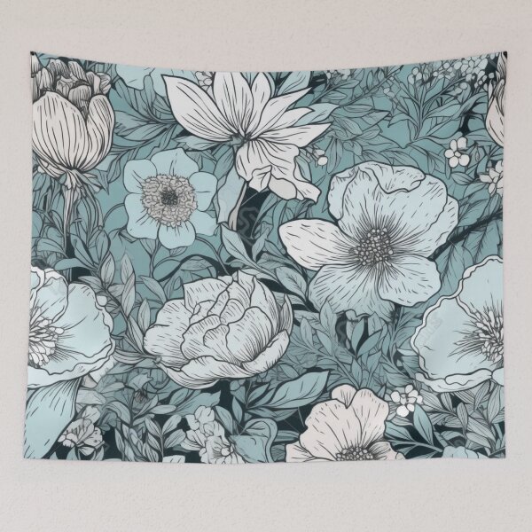 Item preview, Blue Floral Print designed and sold by HandCraftedArt.