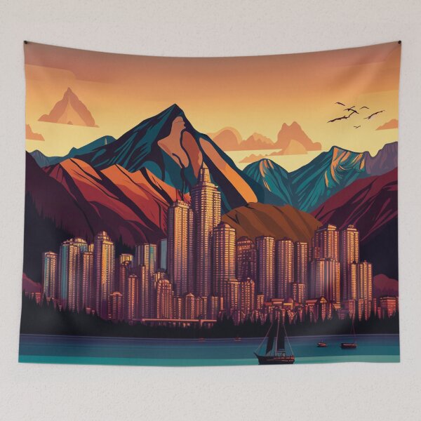 Item preview, Vancouver BC Canada Skyline with mountains designed and sold by ImaginePrintsHQ.