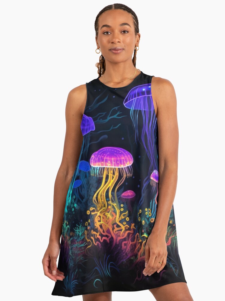 Blacklight Style Trippy Jellyfish Party" A-Line Dress for Sale by Tycobb48 | Redbubble Blacklight Style Trippy Jellyfish Party" A-Line Dress for Sale by Tycobb48 | Redbubble