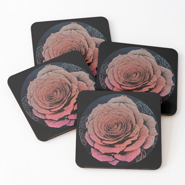 Item preview, Vibrant Rose Illustration on Black Background designed and sold by curiouserthings.