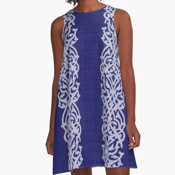Indigo Large Arabesque A-Line Dress