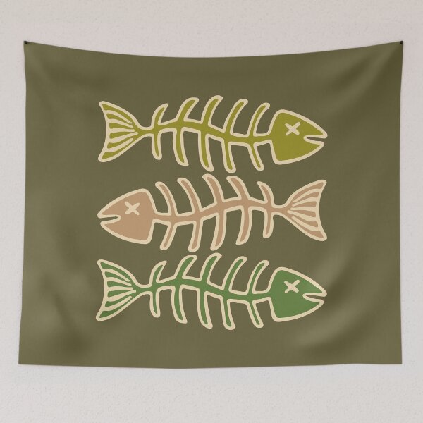 Item preview, FISH BONES in Olive Brown and Green - UnBlink Studio by Jackie Tahara designed and sold by Jackie Tahara of UnBlink Studio.