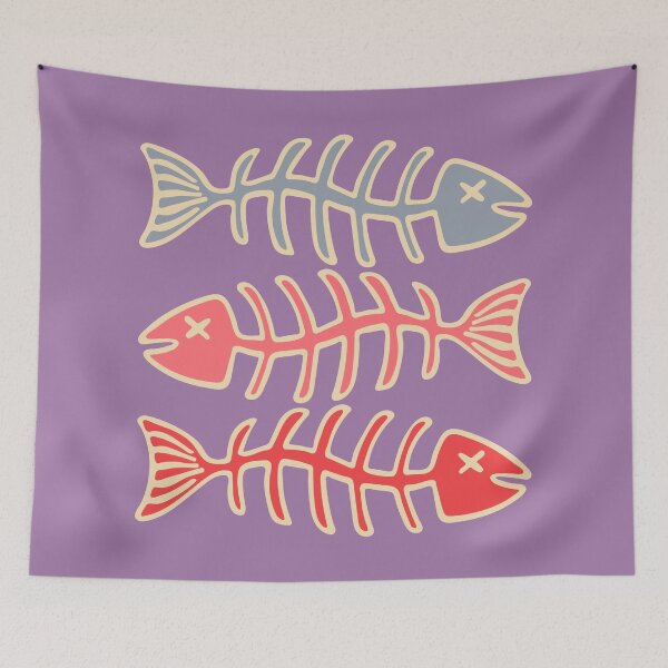 Item preview, FISH BONES in Purple Pink and Red - UnBlink Studio by Jackie Tahara designed and sold by Jackie Tahara of UnBlink Studio.