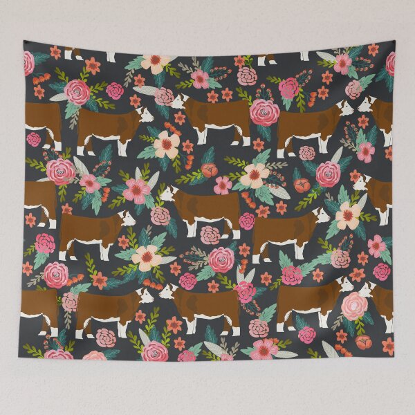 Item preview, Hereford Cattle breed floral farm homestead gifts cow art florals designed and sold by PetFriendly.