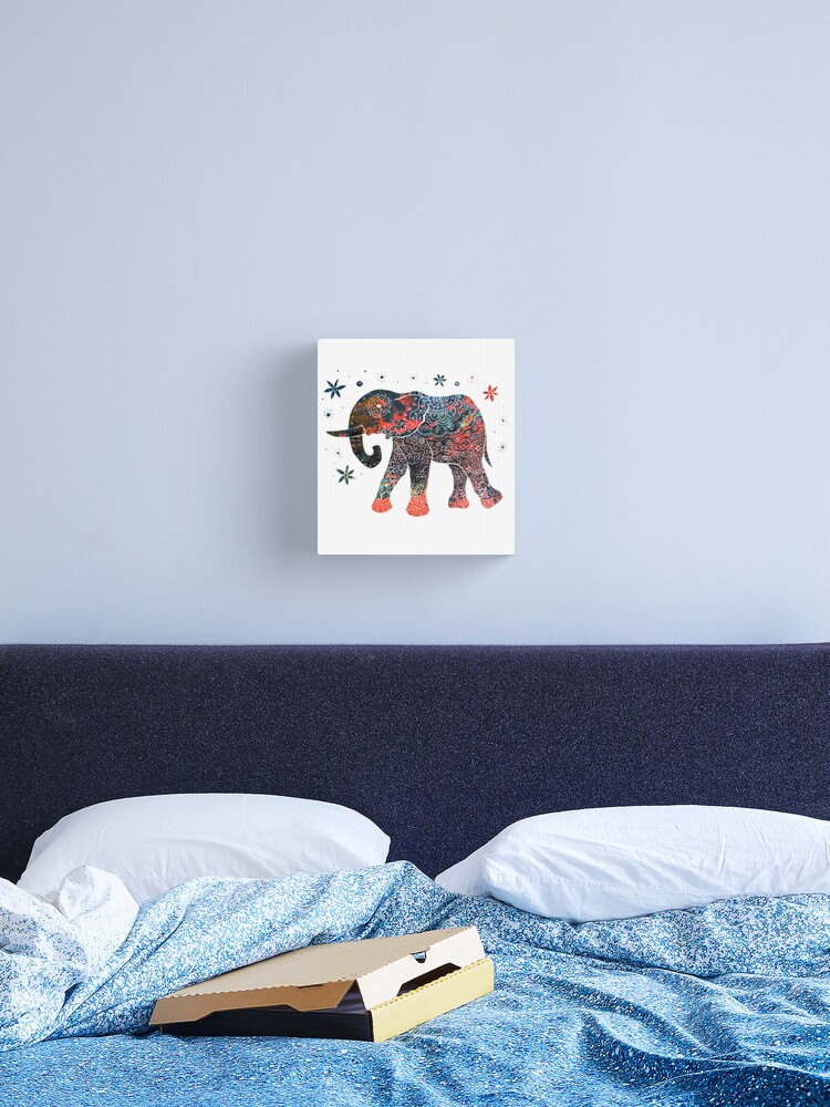 Canvas Print, Watercolor Mama Elephant designed and sold by heartsake