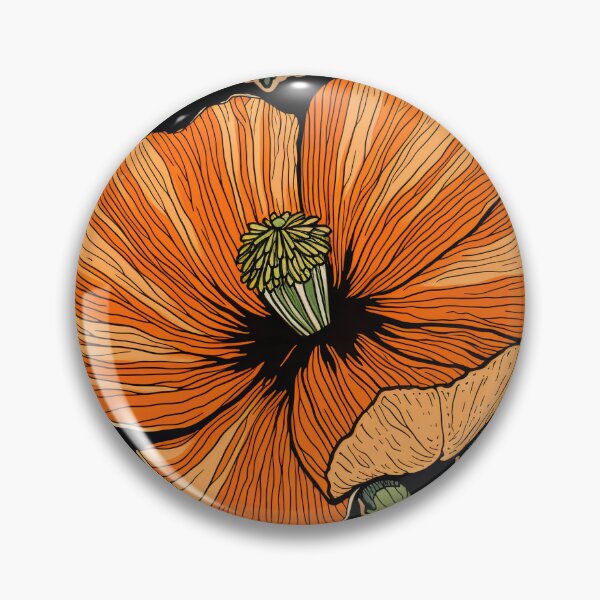 Item preview, California poppy Illustration on a black background designed and sold by curiouserthings.