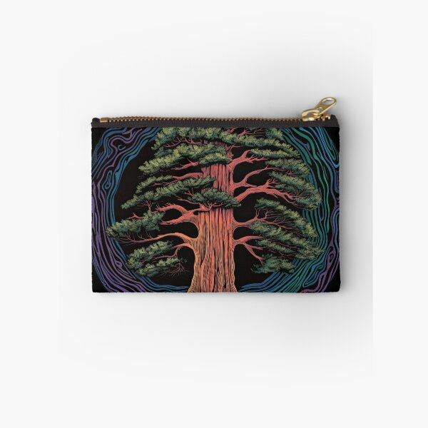 Item preview, Ilustración caprichosa de Redwood sobre fondo negro circular designed and sold by curiouserthings.