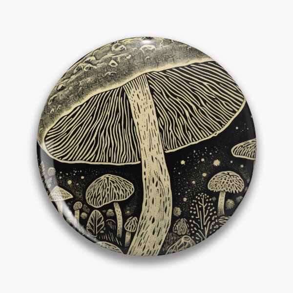 Item preview, Whimsical Mushrooms Illustration on circular background designed and sold by curiouserthings.