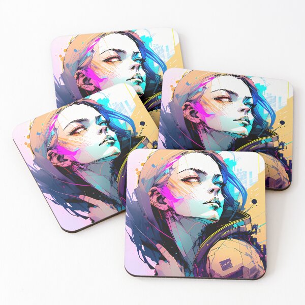Item preview, Tech Noir - A Cyberpunk Girl Wearing a Jacket, Lost in Thought designed and sold by GalihDA.