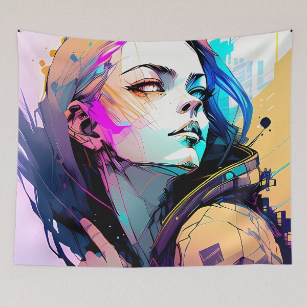 Item preview, Tech Noir - A Cyberpunk Girl Wearing a Jacket, Lost in Thought designed and sold by GalihDA.