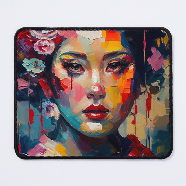 Artikelvorschau, Beautiful Geisha Portrait | Palette Knife Oil Digital Painting entworfen und verkauft von VividViews.