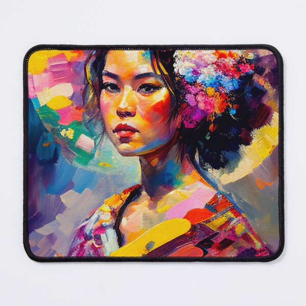 Artikelvorschau, Beautiful Geisha Portrait | Palette Knife Oil Digital Painting entworfen und verkauft von VividViews.