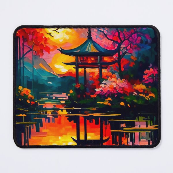 Artikelvorschau, Japanese Garden & Temple | Palette Knife Oil Digital Painting entworfen und verkauft von VividViews.