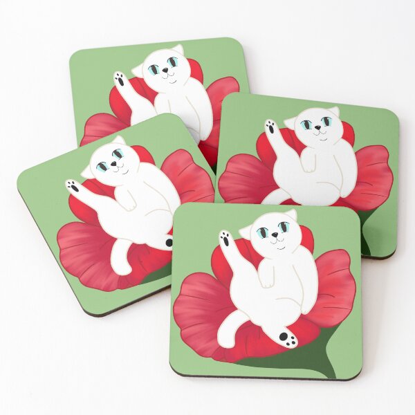 Item preview, cat and red flowers designed and sold by viewtl.