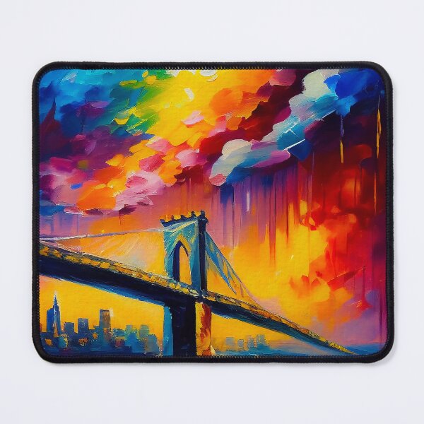 Artikelvorschau, Brooklyn Bridge Landscape Travel Art | Palette Knife Oil Digital Painting entworfen und verkauft von VividViews.