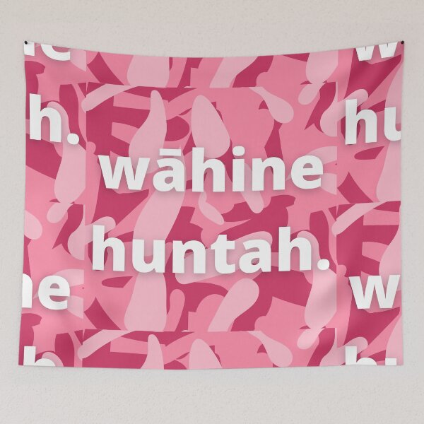 Item preview, wāhine huntah slogan, hawaii pidign with camo background designed and sold by maplunk.