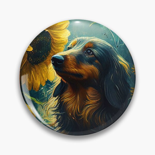 Item preview, Long Haired Dachshund Sunflower Painting Adorable Dog designed and sold by rafaeltto.