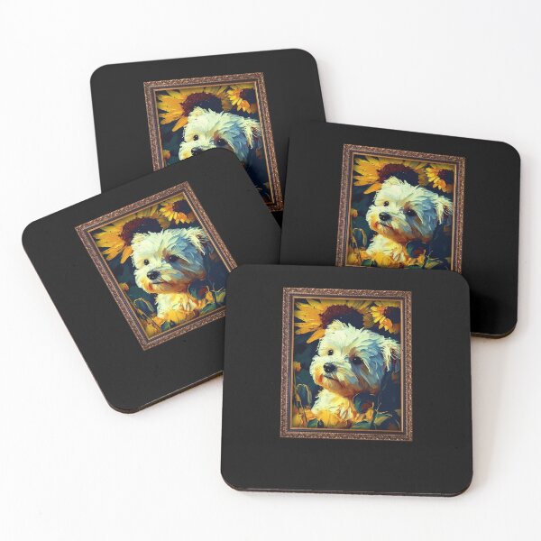 Item preview, Maltese Sunflower Painting Adorable Dog designed and sold by rafaeltto.