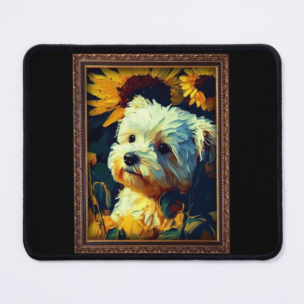 Item preview, Maltese Sunflower Painting Adorable Dog designed and sold by rafaeltto.