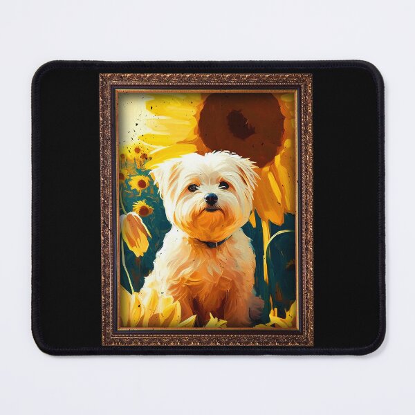 Item preview, Maltese Sunflower Painting Adorable Dog designed and sold by rafaeltto.