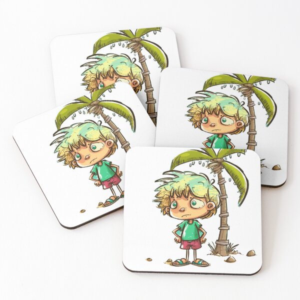 Item preview, colorful cartoon kid standing on the sandy shore designed and sold by Richstd.
