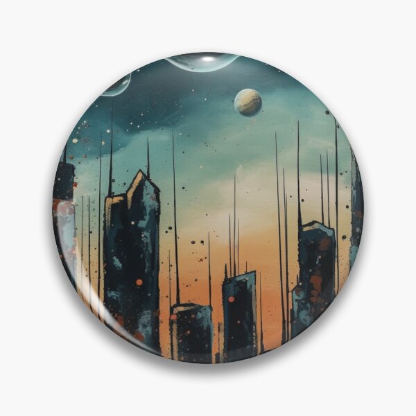Item preview, City Skyline With Planets in Background designed and sold by PicFlix.