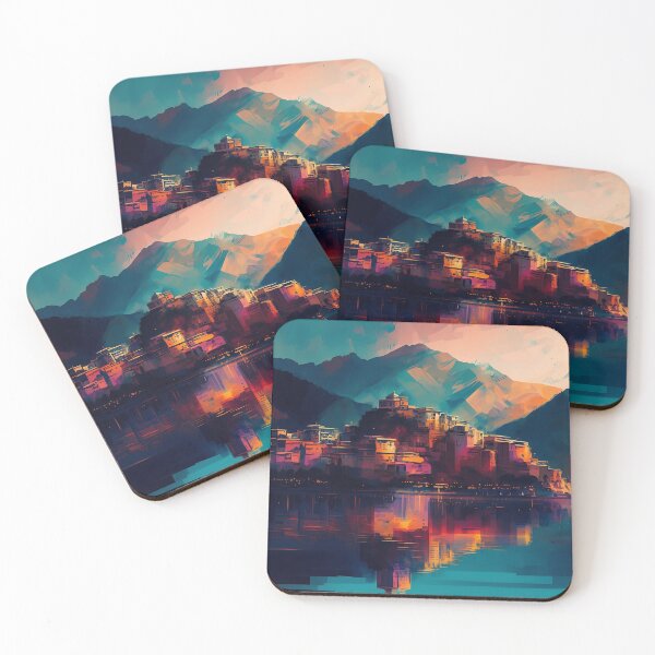 Item preview, Water Colored City Along the Mountains - Digital Art designed and sold by SnoopyTF.