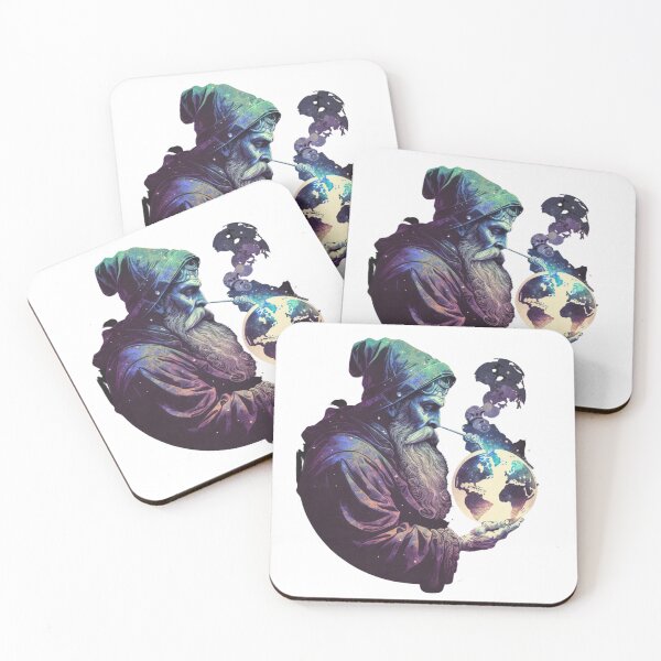 Item preview, a vintage-style wizard smoking a pipe and holding an designed and sold by Richstd.
