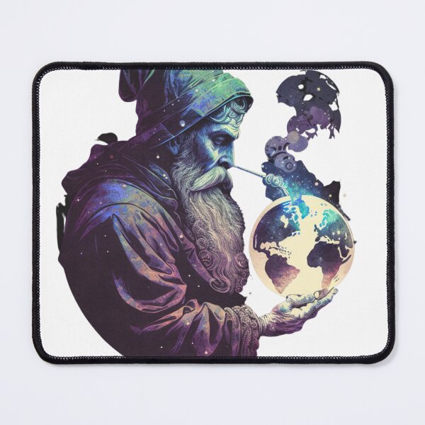 Item preview, a vintage-style wizard smoking a pipe and holding an designed and sold by Richstd.