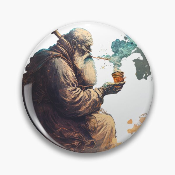 Item preview, a vintage-style wizard smoking a pipe and holding an 2 designed and sold by Richstd.