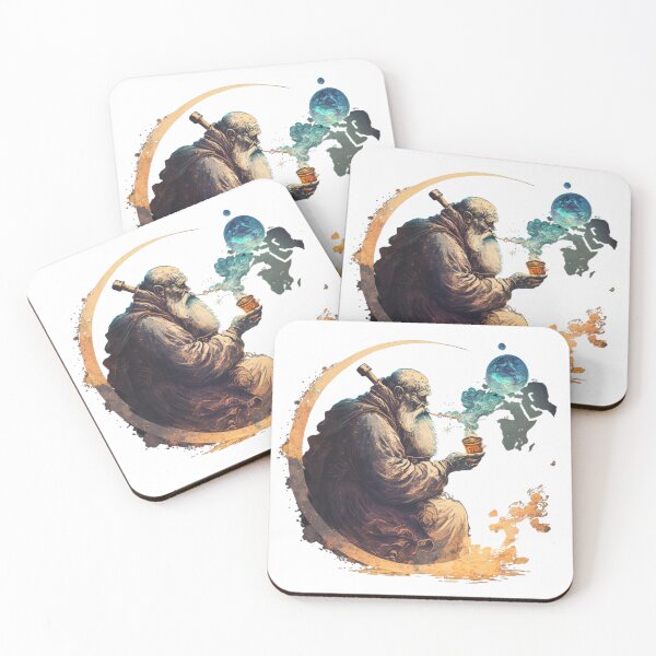 Item preview, a vintage-style wizard smoking a pipe and holding an 2 designed and sold by Richstd.