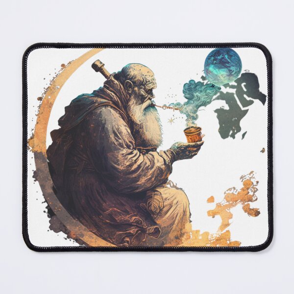 Item preview, a vintage-style wizard smoking a pipe and holding an 2 designed and sold by Richstd.