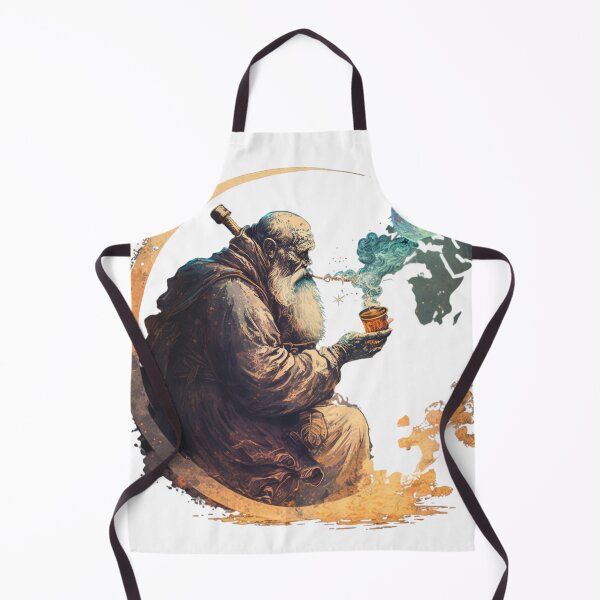 Item preview, a vintage-style wizard smoking a pipe and holding an 2 designed and sold by Richstd.