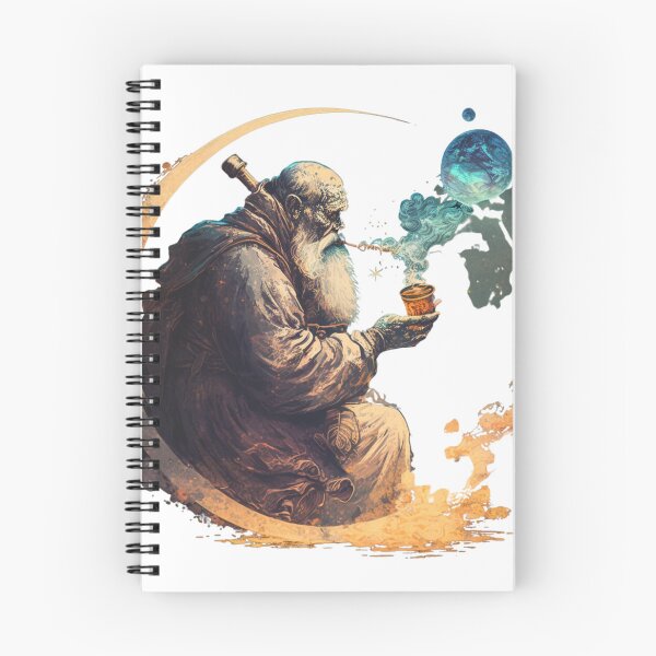 Item preview, a vintage-style wizard smoking a pipe and holding an 2 designed and sold by Richstd.