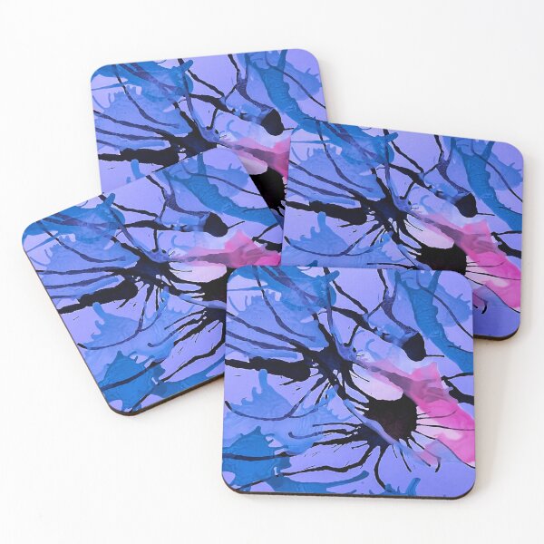 Item preview, Periwinkle And Light Coral Abstract Ink Painting designed and sold by Elizabthp.