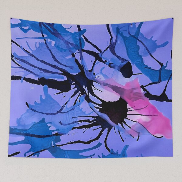 Item preview, Periwinkle And Light Coral Abstract Ink Painting designed and sold by Elizabthp.