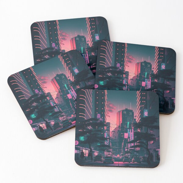 Item preview, Sunset Vibe - Cyberpunk Cityscape Skyline designed and sold by ArkMinted.
