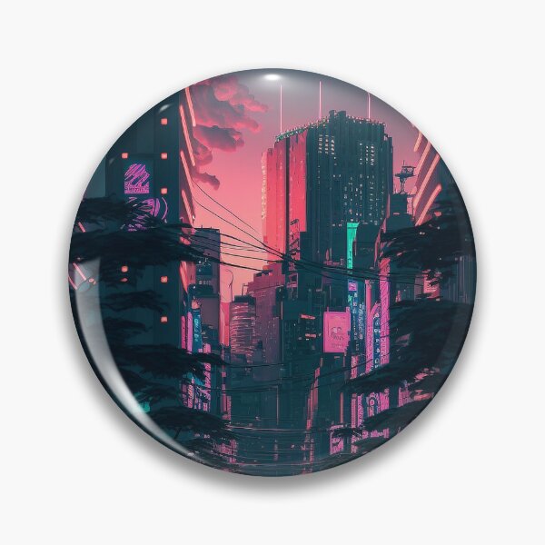 Item preview, Sunset Vibe - Cyberpunk Cityscape Skyline designed and sold by ArkMinted.