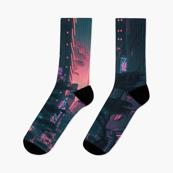 Item preview, Sunset Vibe - Cyberpunk Cityscape Skyline designed and sold by ArkMinted.