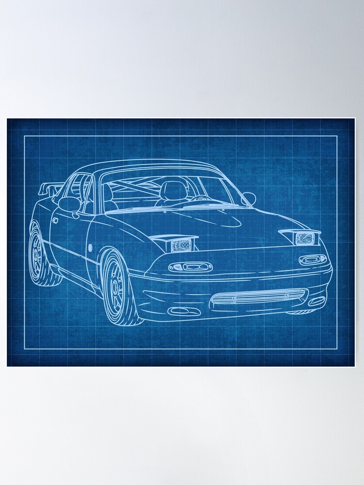 EUNOS ROADSTER M2 1001 イラストアート フレーム イラスト ユーノス・ロードスター（NA・青） : MotorParade