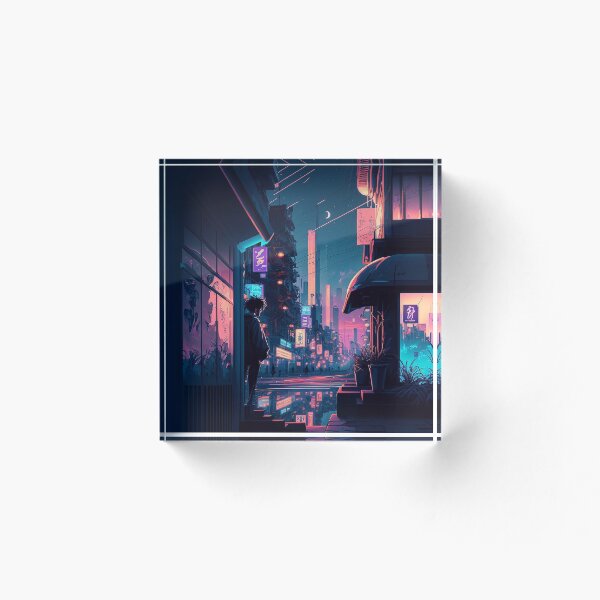 Aperçu de l'œuvre Effacer - Cyberpunk Cityscape Skyline créée et vendue par ArkMinted.