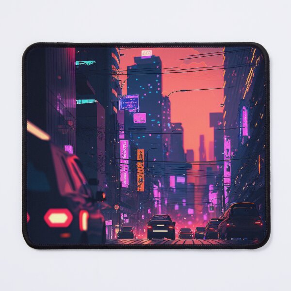 Item preview, Nightly Ride - Cyberpunk Cityscape Skyline designed and sold by ArkMinted.