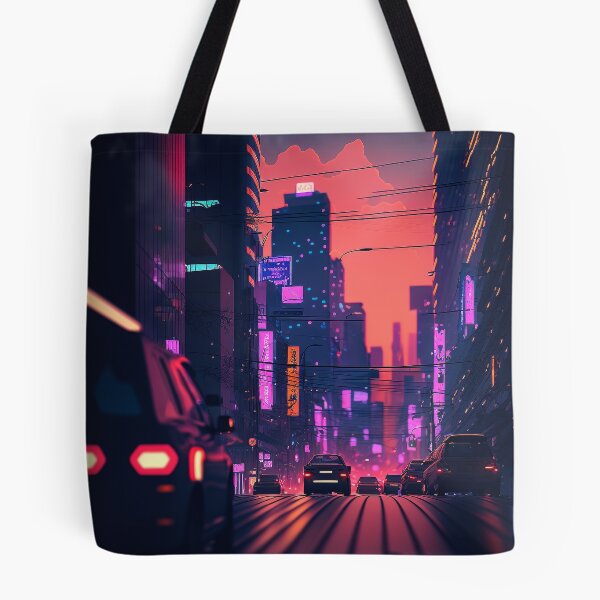 Item preview, Nightly Ride - Cyberpunk Cityscape Skyline designed and sold by ArkMinted.