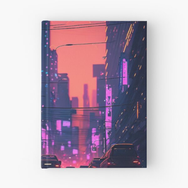 Item preview, Paseo nocturno - Skyline del paisaje urbano Cyberpunk designed and sold by ArkMinted.