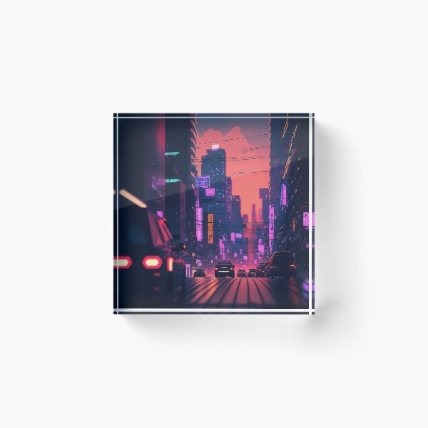 Item preview, Nightly Ride - Cyberpunk Cityscape Skyline designed and sold by ArkMinted.